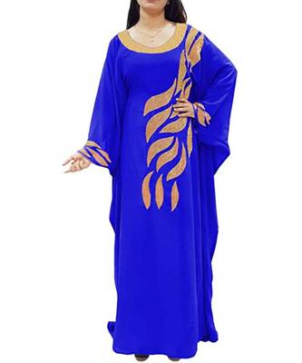 Royal Blue Georgette Embroidered Zari Work Islamic Kaftans 1