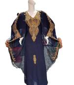 Navy Blue Georgette Embroidered Zari Work Islamic Kaftans