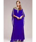 Royal Blue Georgette Embroidered Zari Work Islamic Kaftans