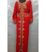 Red Georgette Embroidered Zari Work Islamic Kaftans