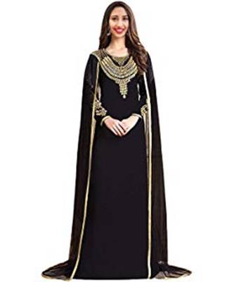 Black Georgette Embroidered Zari Work Islamic Kaftans 1