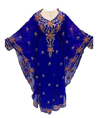 Royal Blue Georgette Embroidered Zari Work Islamic Kaftans 1