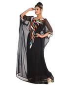 Black Georgette Embroidered Zari Work Islamic Kaftans
