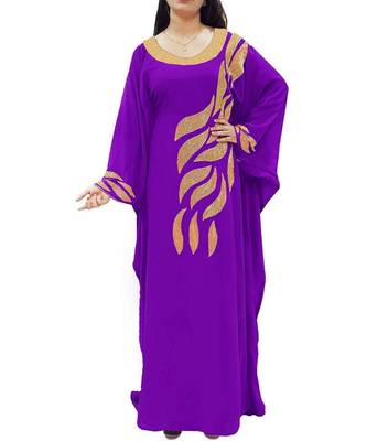 Purple Georgette Embroidered Zari Work Islamic Kaftans 1