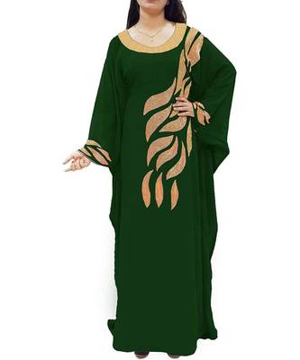 Green Georgette Embroidered Zari Work Islamic Kaftans 1