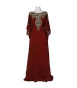 Maroon Georgette Embroidered Zari Work Islamic Kaftans