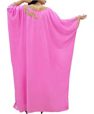 Pink Georgette Embroidered Zari Work Islamic Kaftans 1