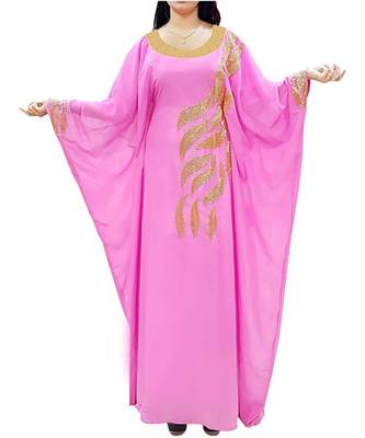 Pink Georgette Embroidered Zari Work Islamic Kaftans 2