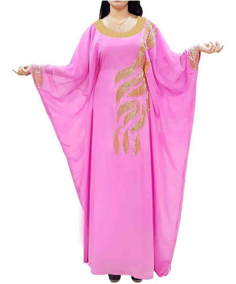 Pink Georgette Embroidered Zari Work Islamic Kaftans