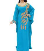 Turquoise Georgette Embroidered Zari Work Islamic Kaftans