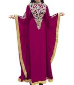 Magenta Georgette Embroidered Zari Work Islamic Kaftans
