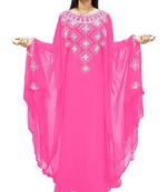 Pink Georgette Embroidered Zari Work Islamic Kaftans