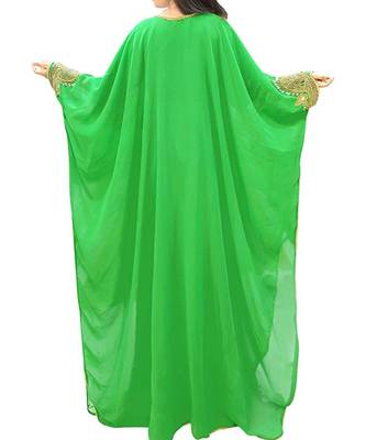 Green Georgette Embroidered Zari Work Islamic Kaftans 2