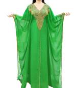 Green Georgette Embroidered Zari Work Islamic Kaftans