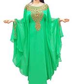 Green Georgette Embroidered Zari Work Islamic Kaftans