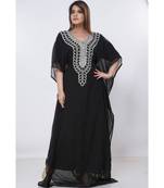 Black Georgette Embroidered Zari Work Islamic Kaftans