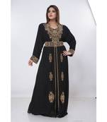 Black Georgette Embroidered Zari Work Islamic Kaftans