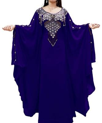 Purple Georgette Embroidered Zari Work Islamic Kaftans 1