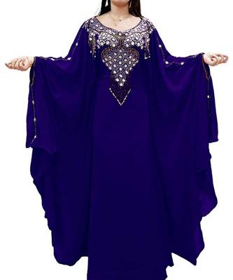 Purple Georgette Embroidered Zari Work Islamic Kaftans 2