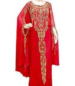 Red Georgette Embroidered Zari Work Islamic Kaftans