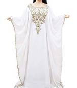 Cream Georgette Embroidered Zari Work Islamic Kaftans