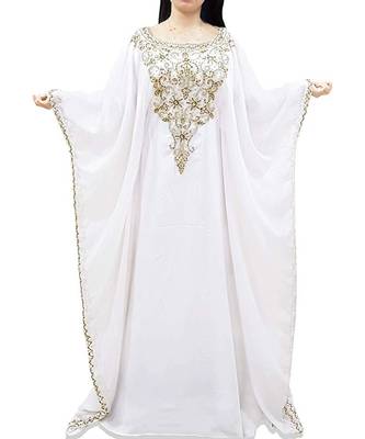 Cream Georgette Embroidered Zari Work Islamic Kaftans 3