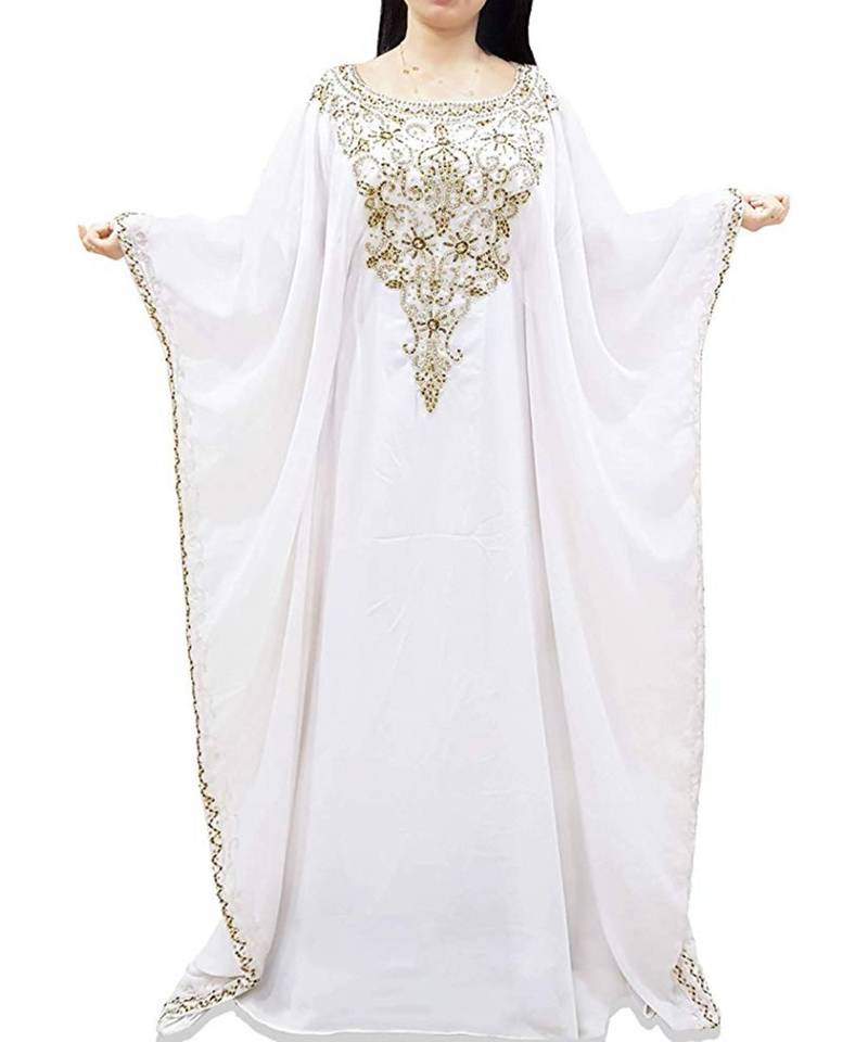 Cream Georgette Embroidered Zari Work Islamic Kaftans