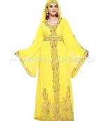 Yellow Georgette Embroidered Zari Work Islamic Kaftans