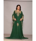 Green Georgette Embroidered Zari Work Islamic Kaftans