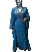 Turquoise Georgette Embroidered Zari Work Islamic Kaftans