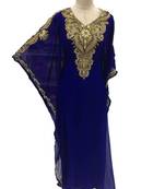 Royal Blue Georgette Embroidered Zari Work Islamic Kaftans