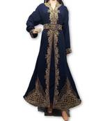 Navy Blue Georgette Embroidered Zari Work Islamic Kaftans
