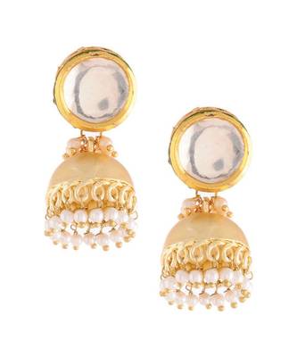 Gold Tone Kundan And Pearls Jhumkas 2