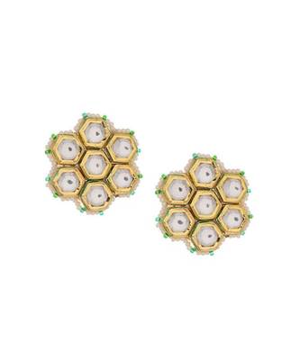 Multicoloured Gold Tone Kundan And Stone Necklace With Earrings 3