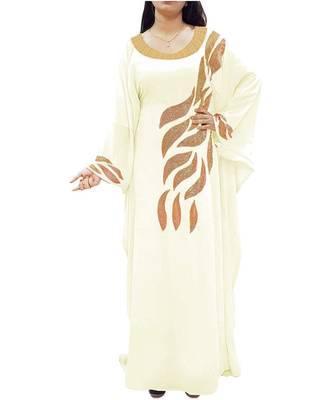Cream Georgette Embroidered Zari Work Islamic Kaftans 1