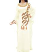 Cream Georgette Embroidered Zari Work Islamic Kaftans