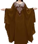 Brown Georgette Embroidered Zari Work Islamic Kaftans