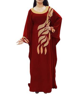Maroon Georgette Embroidered Zari Work Islamic Kaftans 1