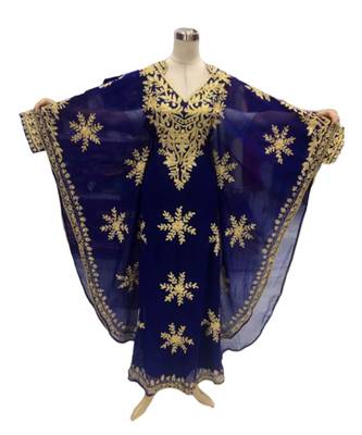 Royal Blue Georgette Embroidered Zari Work Islamic Kaftans 1