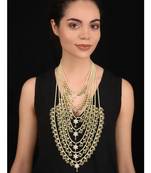 White Gold Tone Kundan With Shell Pearls Rani Haar