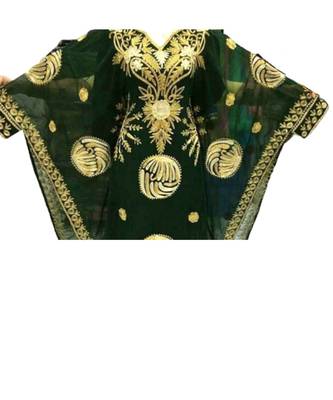 Green Georgette Embroidered Zari Work Islamic Kaftans 1