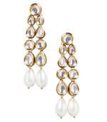 White Gold Tone Kundan Inspired Earrings