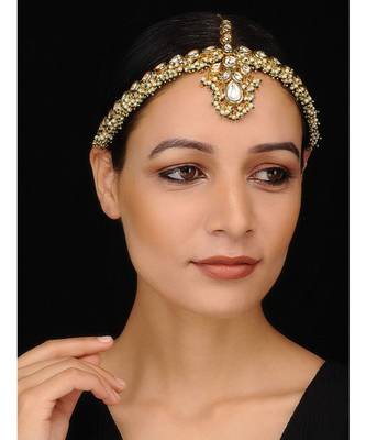 Gold Tone Kundan With Shell Pearls Maathapatti 1