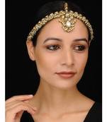 Gold Tone Kundan With Shell Pearls Maathapatti