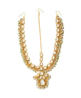Gold Tone Kundan With Shell Pearls Maathapatti 2