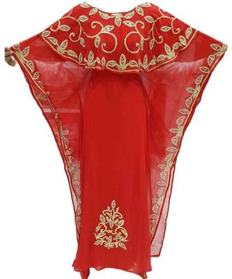 Red Georgette Embroidered Zari Work Islamic Kaftans 1