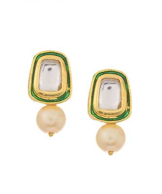 Gold Tone Kundan And Pearls Studs 1