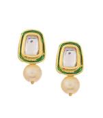 Gold Tone Kundan And Pearls Studs