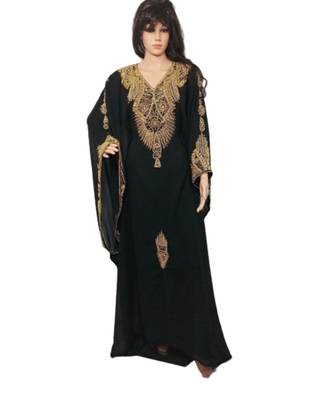 Black Georgette Embroidered Zari Work Islamic Kaftans 1