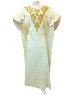 Cream Georgette Embroidered Zari Work Islamic Kaftans 1